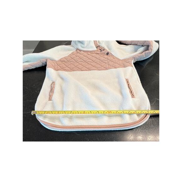 Abercrombie & Fitch assymetrical light pink and cream quilted fleece pullover SM - Picture 8 of 10